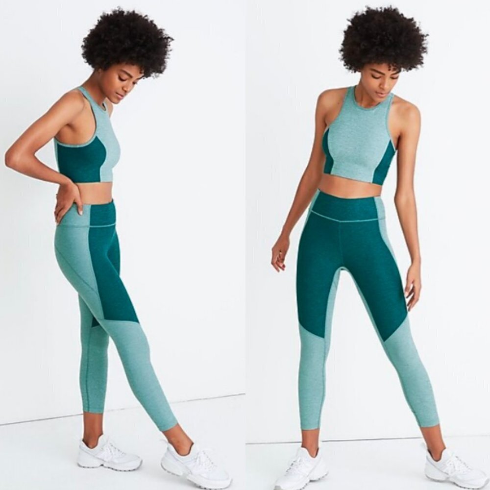 Madewell X Outdoor Voice 3/4 Warmup Leggings Blue Green Size Xs Workout Pants
